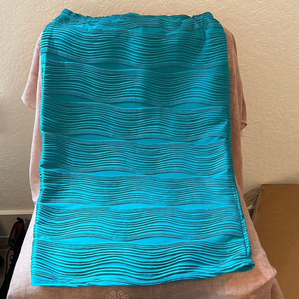 Teal stretch pencil skirt with elastic waist-super comfy!